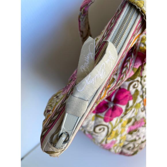 VERA BRADLEY Floral Tote with Coin Purse Wristlet Pink Orange Cottagecore Quilt - Picture 9 of 12